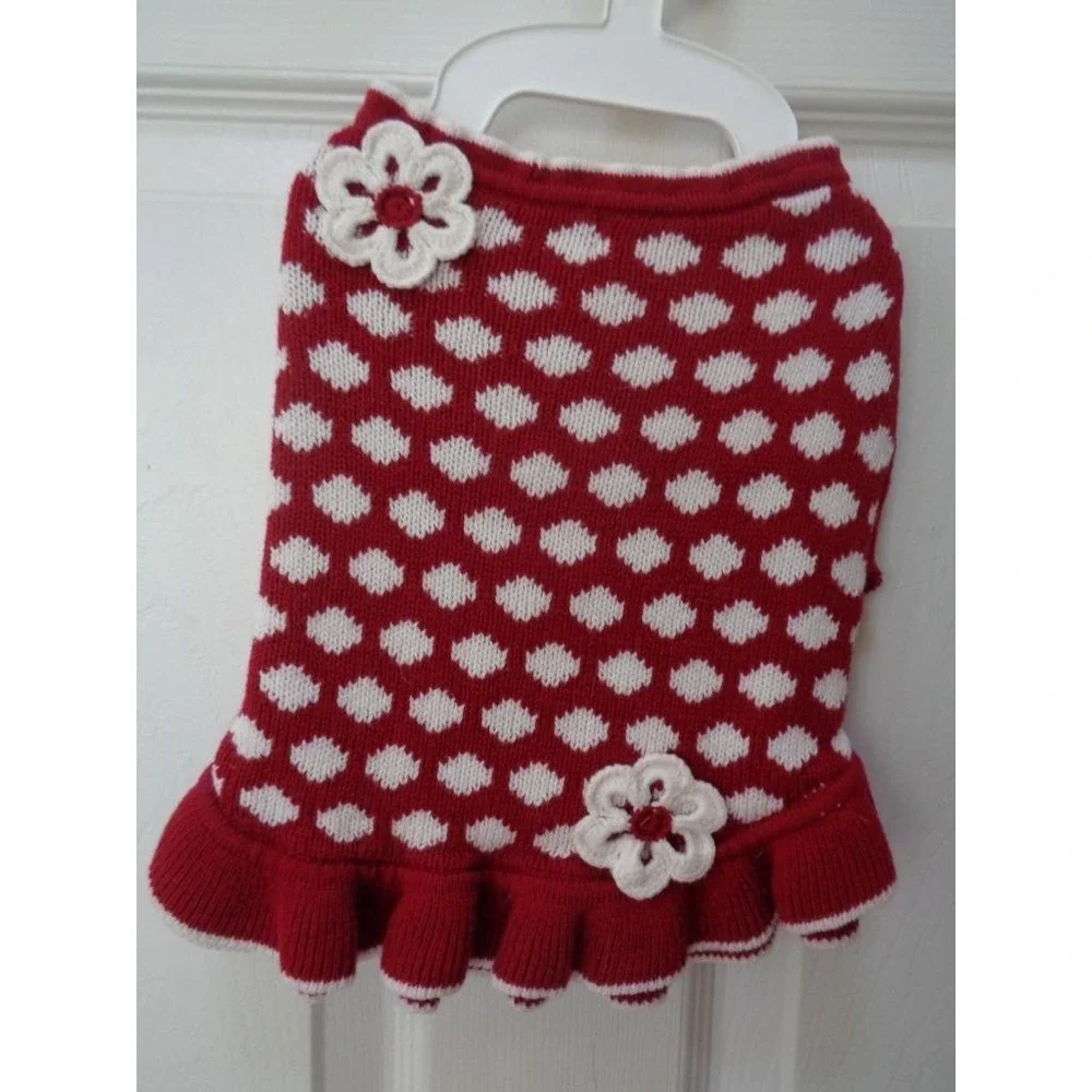 Frou Frou Red Floral Sweater Dog Pet Costume Small